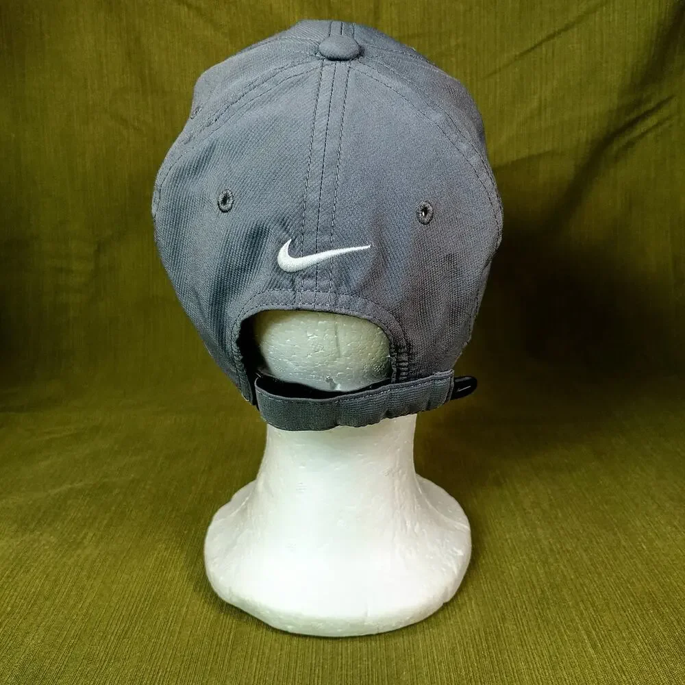 Nike Golf Hat Cap Strapback Gray White Swoosh One Size Adjustable